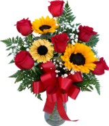6 Red Roses & 3 Sunflowers