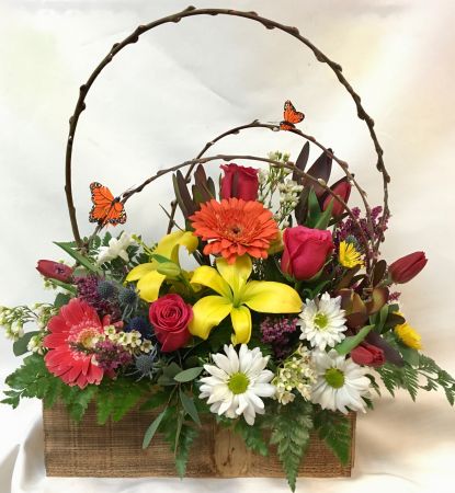 Wooden Box of Flowers