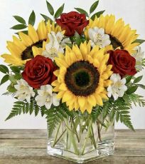 Sunflowers Roses Alstroemerias