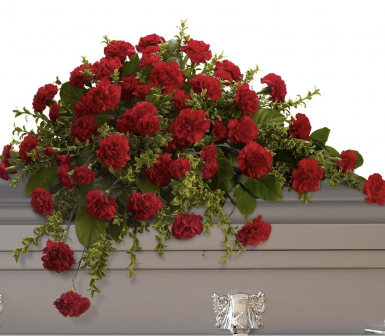 Casket Spray of Red Carnations